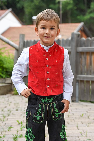 Samtweste für Kinder, rot, Isar Trachten