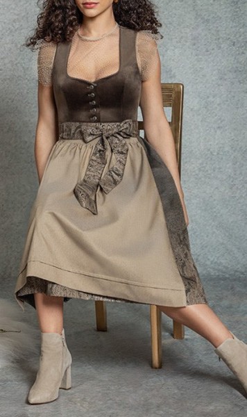 Damendirndl "Philipa", braun mit Samtmieder, 70cm, Wenger