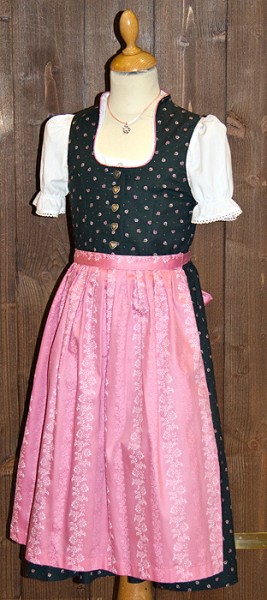 Kinderdirndl in anthrazitgrau und rosa Schürze, Berwin & Wolff