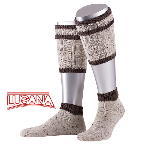 2-teiliges Loferl-Set, beige meliert/braun, Lusana