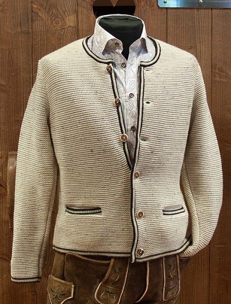 Herren Strickjacke, beige, Isar Trachten