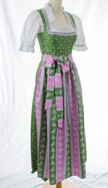 langes, grünes Dirndl, rosa-grüne Schürze, Tramontana