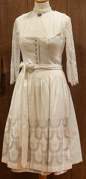 Brautdirndl mit Ornamentschürze, creme, Tramontana