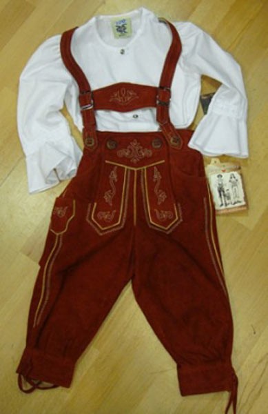 Kinder-Kniebund-Lederhose rot