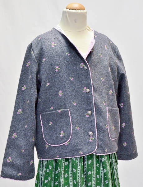 Kinderjacke grau mit Rosen, Isar-Trachten