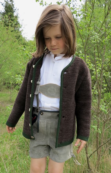 Kinderlederhose "Toni" kurz, grau