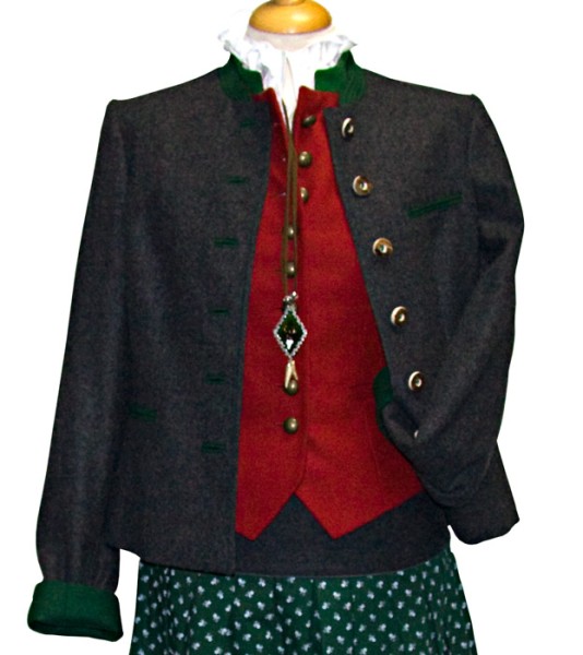 Klassischer Trachtenjanker "Anne" anthrazit mit Kellerfalte Bauer