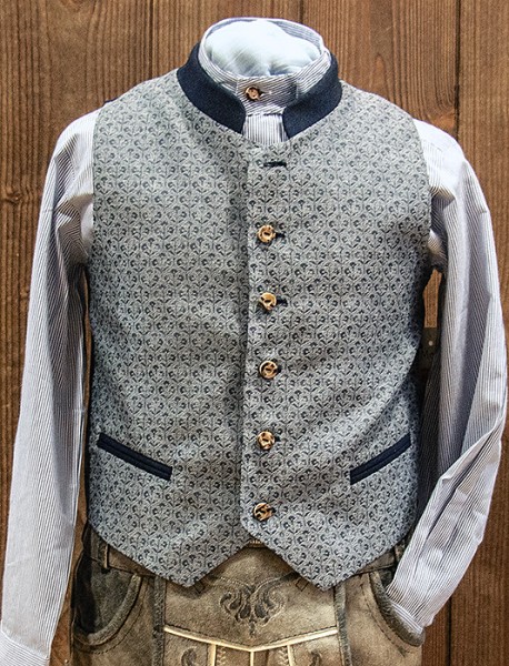Kinderweste blau mit Ornamenten, Isar Trachten