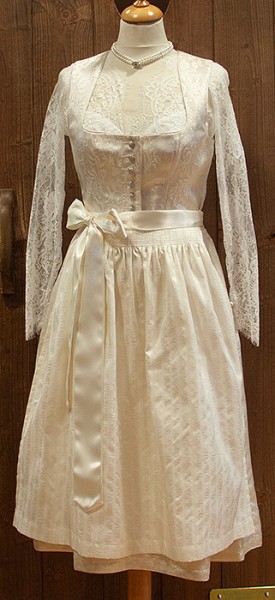 Brautdirndl mit gestreifter Schürze, creme, Tramontana