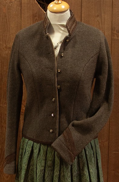 Damenstrickjacke "Linda", mittelbraun, Litzlfelder