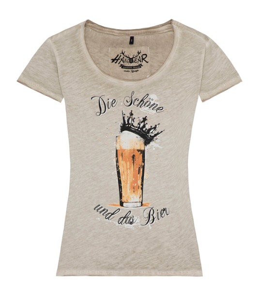 Damenshirt „Gertrud“ – Die Schöne und das Bier, beige, hangowear