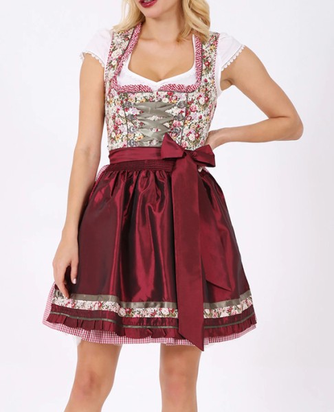 Mini-Dirndl „Mer de fleurs“, geblümt mit roter Schürze, Krüger