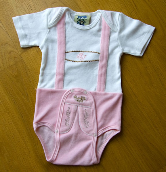 Babybody, weiß mit rosa