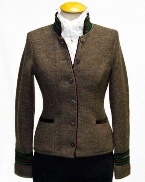 Damen Strickjacke, braun, mit Swarovski Steinen, Litzlfelder