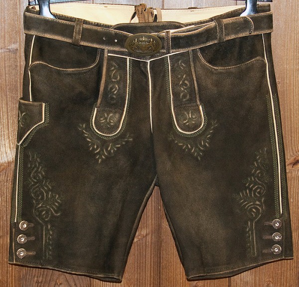 Kurze Lederhose „Vitto“, dunkelbraun, Maddox