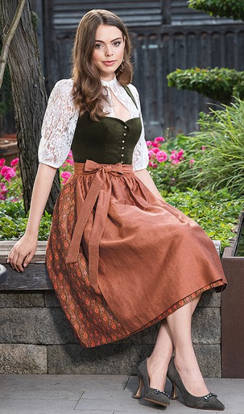 Dirndl "Rena", olivgrünes Samtmieder, Wenger