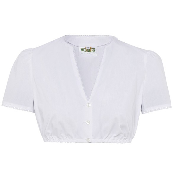 Dirndlbluse "Regine" weiß, V-Ausschnitt, kurze Ärmel, Wenger