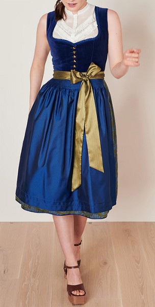 Midi-Dirndl „Lorina“, dunkelblaues Samtmieder, Krüger