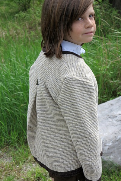 Kinderstrickjanker mit Kellerfalte, beige, Isar Trachten