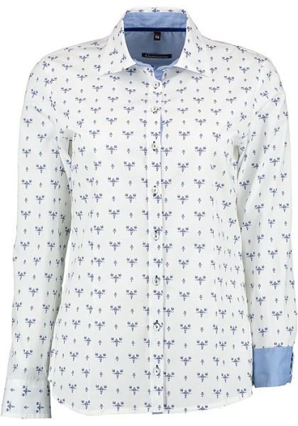 Trachtenbluse, blaue Streublumen, Gipfelstürmer