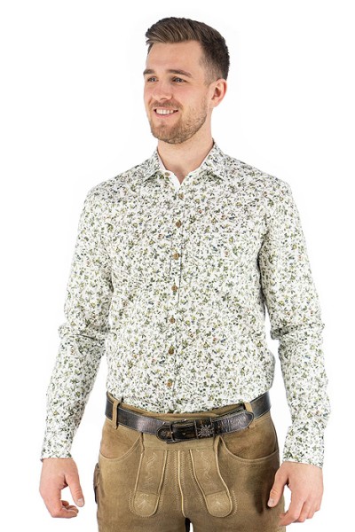 Herrenhemd hellgrün floral gemustert, Gipfelstürmer