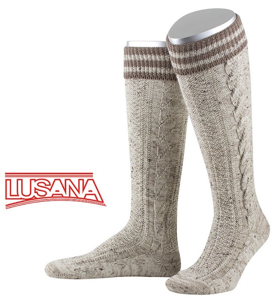 Kniestrumpf, beige meliert/trachtenbraun, Lusana