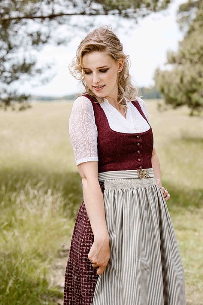 Midi-Dirndl „Cäcilia", weinrot, Melega