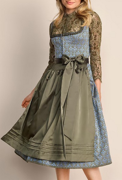 Midi-Dirndl "Enni", blau mit oliv, Krüger