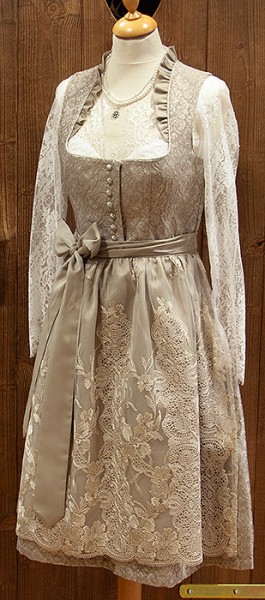 Dirndl mit Rüschenkragen, taupe, Tramontana