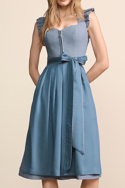 Midi Dirndl "Isalyn", hellblau mit Flügelärmel, Krüger